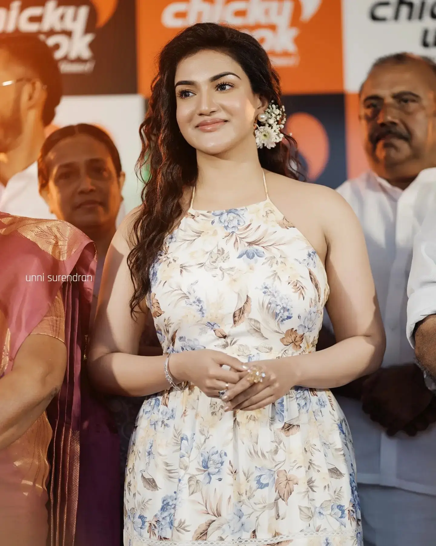 Beautiful Indian Model Honey Rose in Sleeveless Long White Gown